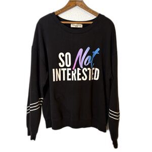 Vintage Sweatshirt XL "So Not Interested" Graphic Pullover Black 90s Y2K